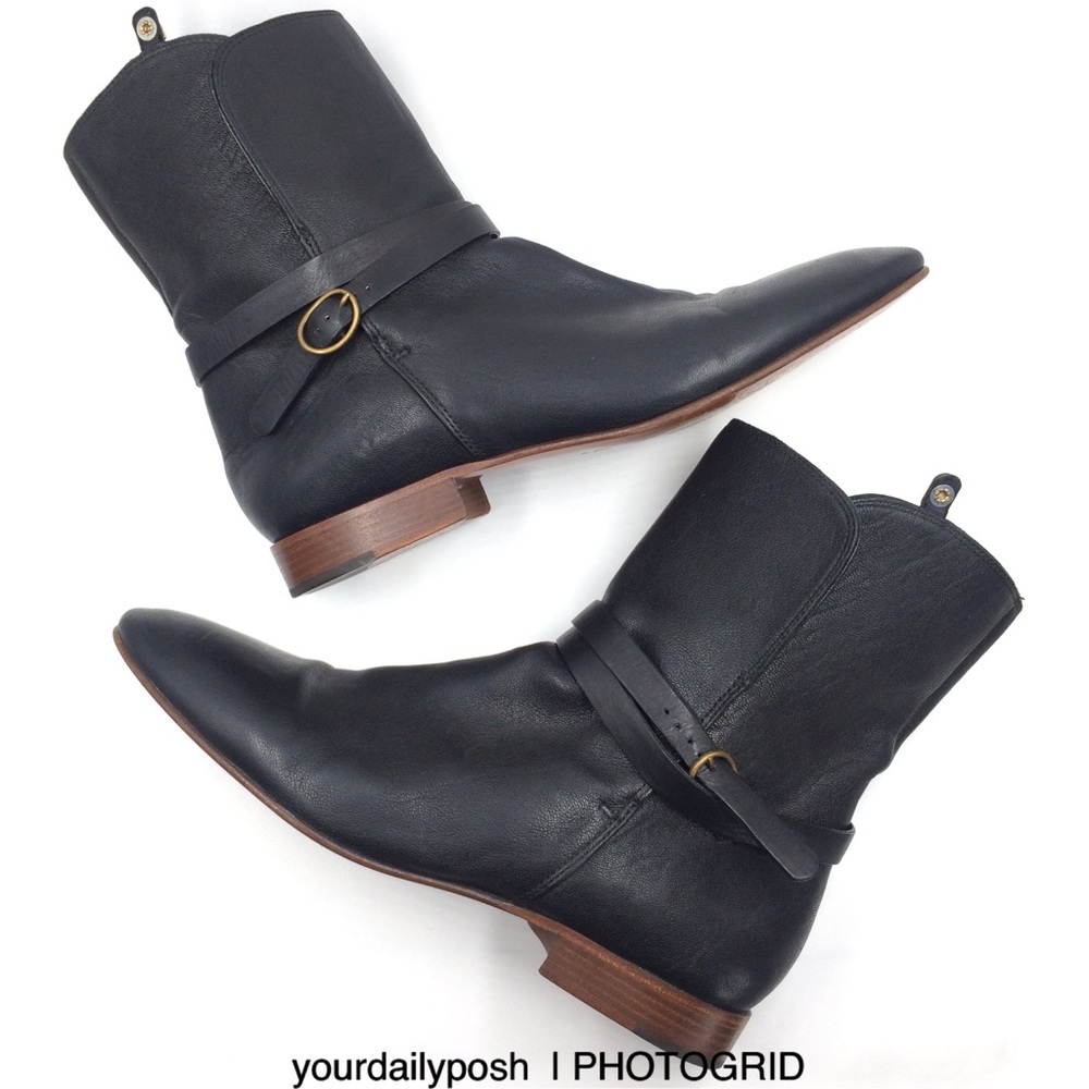 Chloé black leather fold over mid-calf boots EU size 39
